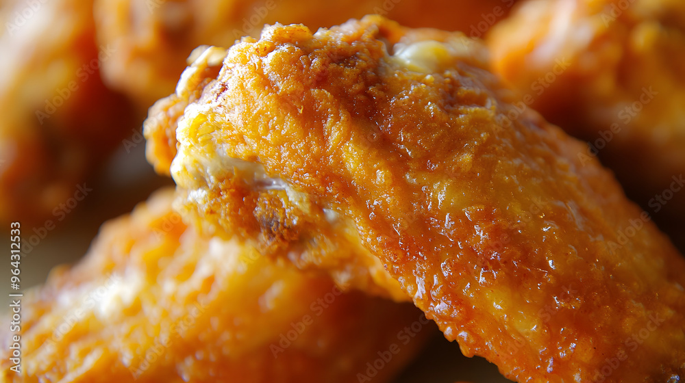 Close-Up of Crispy Golden Fried Chicken Wing with Perfect Coating, Highlighting Texture and Flavor of Deliciously Fried Chicken Close-Up of Crispy Golden Fried Chicken Wing with Perfect Coating, Highlighting Texture and Flavor of Deliciously Fried Chicken