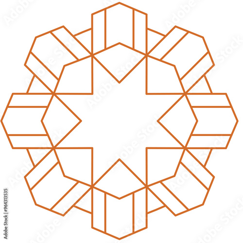 Islamic pattern - Intricate gold geometric floral pattern on a white background