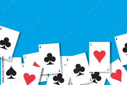 poker card wallpaper vector on blue background