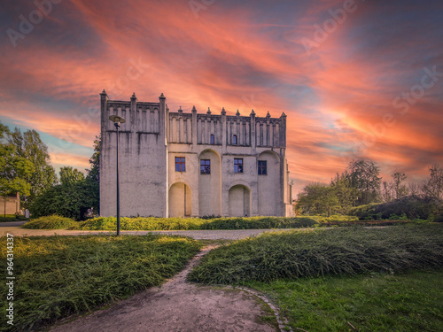 Castle and old town in Pabianice, Poland.