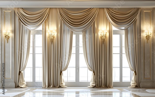 Wallpaper Mural Elegant Draped Curtains in a Luxurious Interior Torontodigital.ca