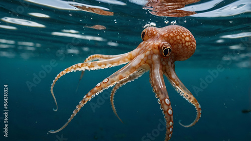 Cute Octopus underwater macro portrait