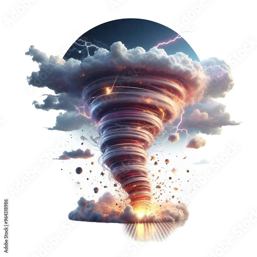 tornado hurricane  isolated on transparent background - Generative AI
