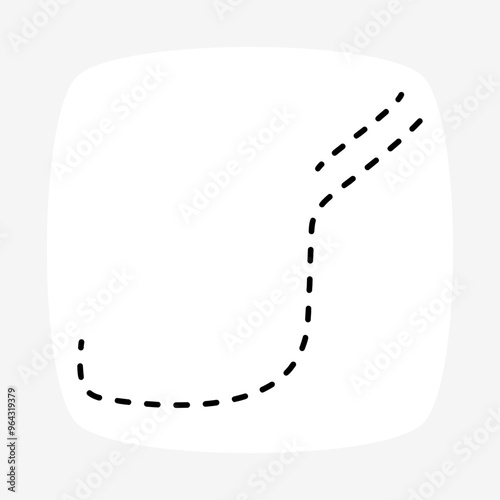 Urdu Alphabet Character Gaf in Dotted Style isolated on white rounded box with light gray background, Arabic dotted font, Urdu font, Font, typography, dotted alphabet