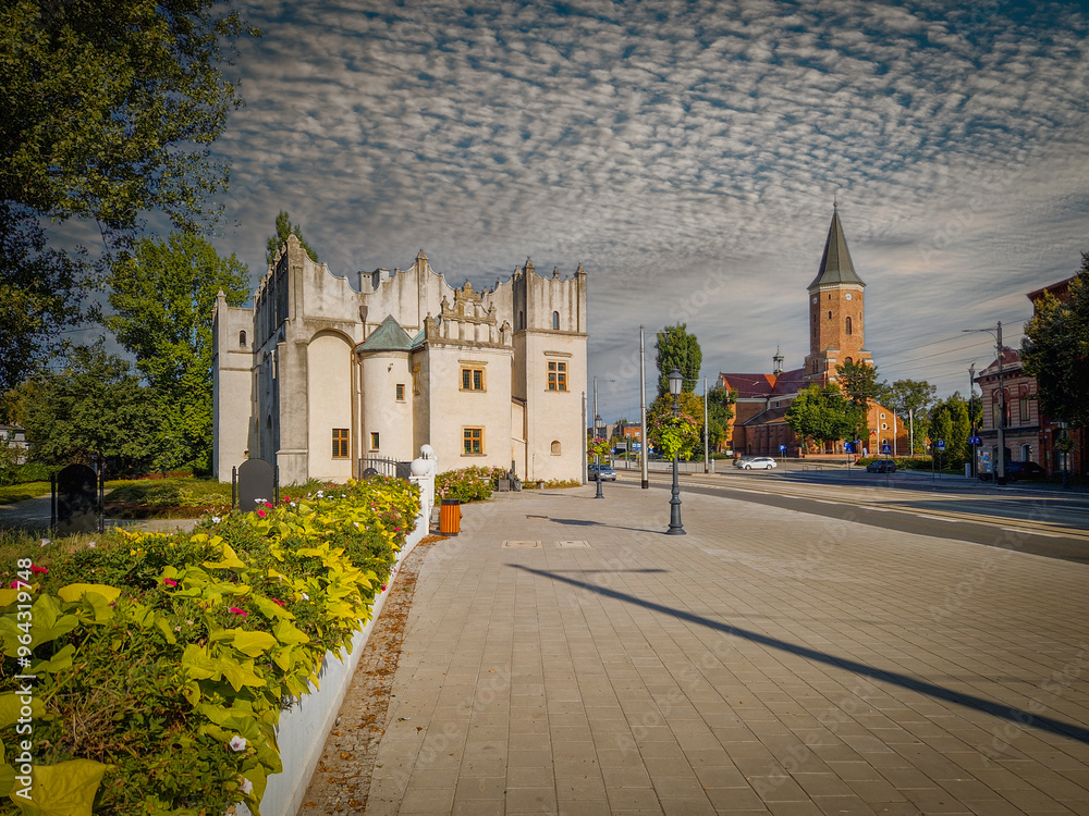Castle and old town in Pabianice, Poland.