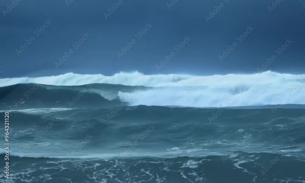 Stormy seascape with dark clouds and crashing waves under a dramatic sky Stormy seascape with dark clouds and crashing waves under a dramatic sky