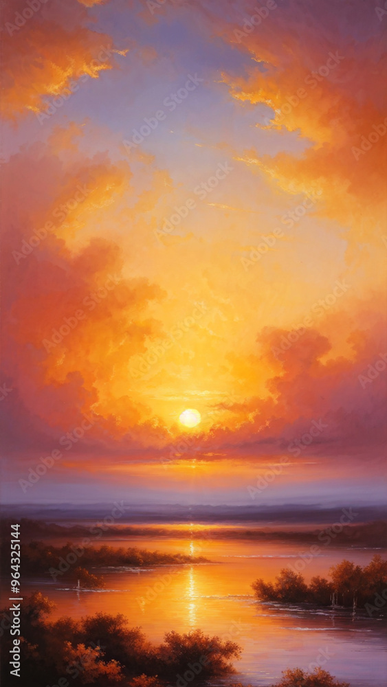Tranquil Sunset Over a Beautiful Cloudscape Tranquil Sunset Over a Beautiful Cloudscape
