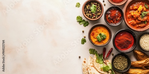 Wallpaper Mural A vibrant array of spices and dishes in bowls, featuring colorful ingredients perfect for culinary inspiration and food photography. Torontodigital.ca