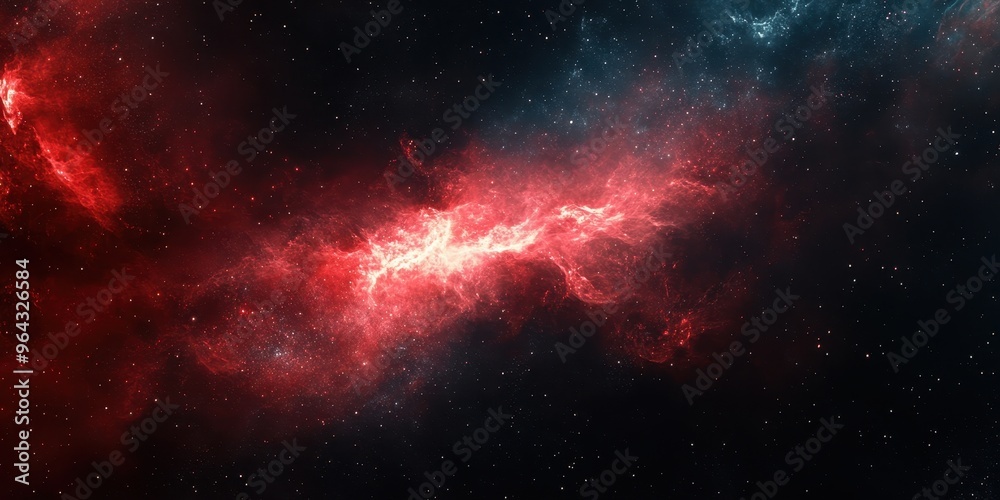A vibrant nebula illuminated in stunning shades of red and blue, set against a backdrop of deep cosmic space. A vibrant nebula illuminated in stunning shades of red and blue, set against a backdrop of deep cosmic space.