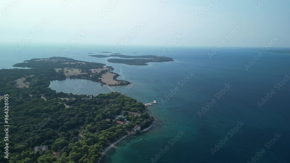 Croatia, Istria, Pula, aerial view to coastline with boats and seaground Croatia, Istria, Pula, aerial view to coastline with boats and seaground