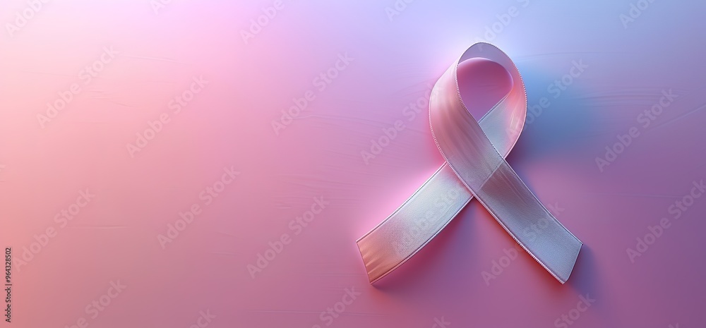 White ribbon awareness symbol on pink and purple background. Support and awareness for breast cancer, lung cancer, and other causes. White ribbon awareness symbol on pink and purple background. Support and awareness for breast cancer, lung cancer, and other causes.