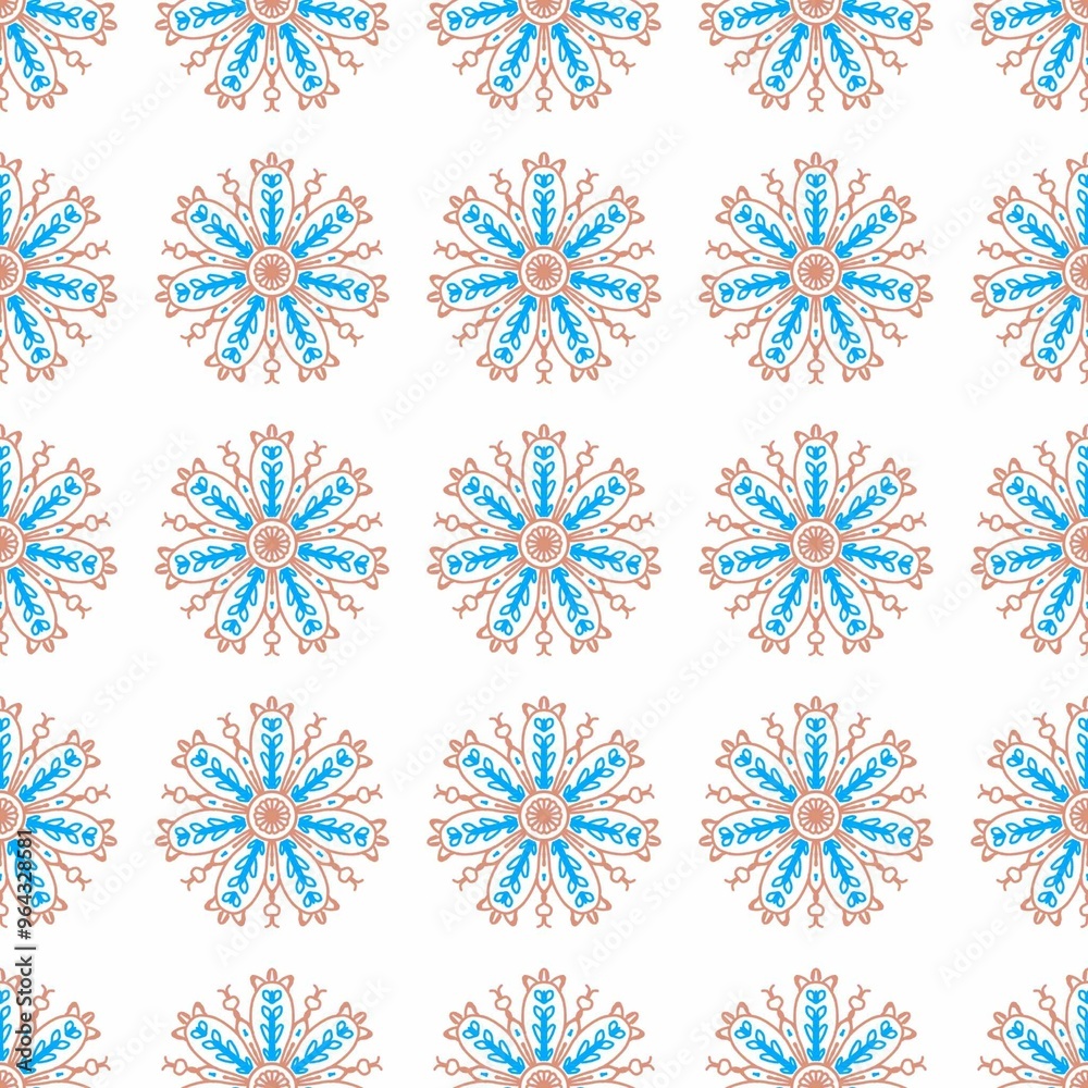 Fototapeta premium snowflakes seamless pattern on white back ground