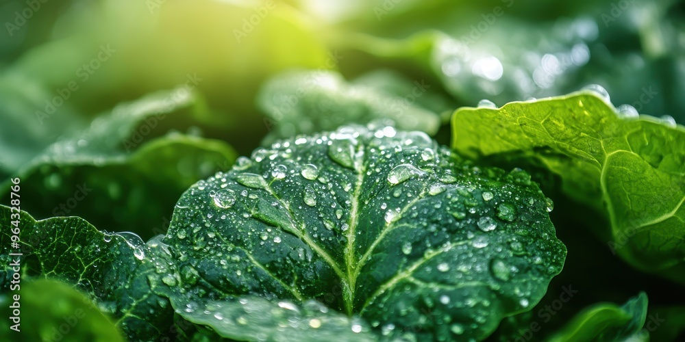 Close-up of vibrant green leaves covered in fresh water droplets, highlighting nature's beauty and the importance of hydration. Close-up of vibrant green leaves covered in fresh water droplets, highlighting nature's beauty and the importance of hydration.
