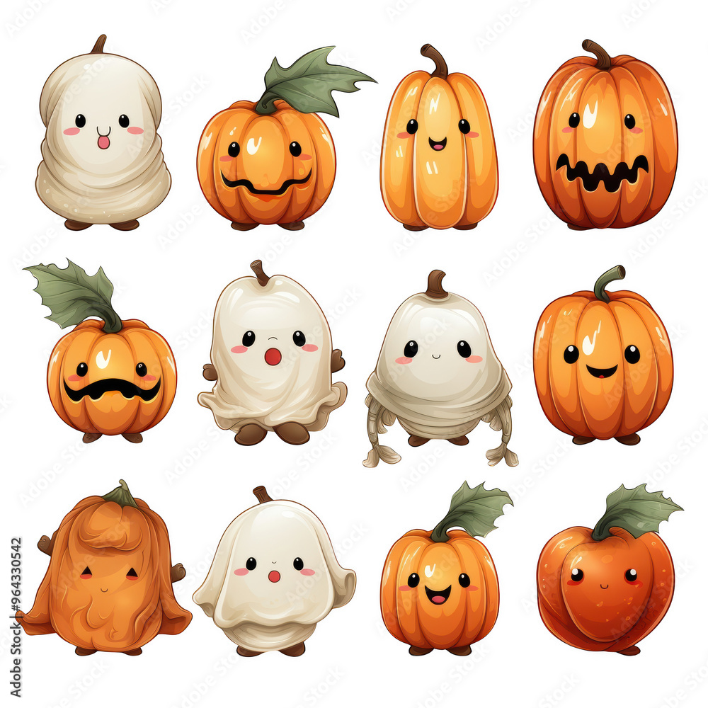 Naklejka premium Cute collection for halloween on transparent background