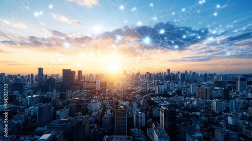 Futuristic AI world interconnected networks