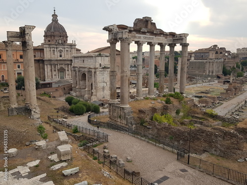 Obraz na płótnie Ruins of Roman Forum in Rome, Italy. Roman Forum is one of the main tourist attractions of Rome. w salonie