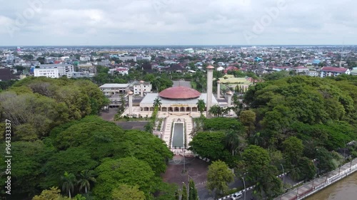 Aerial view of the largest mosque in Banjarmasin, South Kalimantan, Sabilal Muhtadin Mosque photo