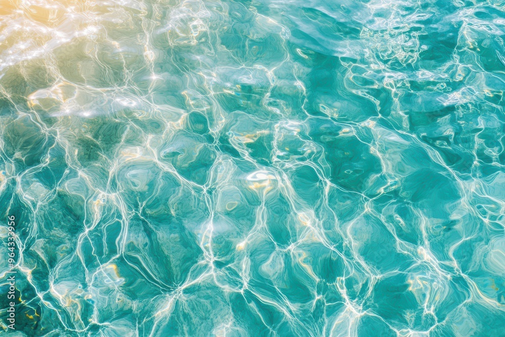 Fototapeta premium Clear water surface with ripples and reflections creates serene atmosphere. 