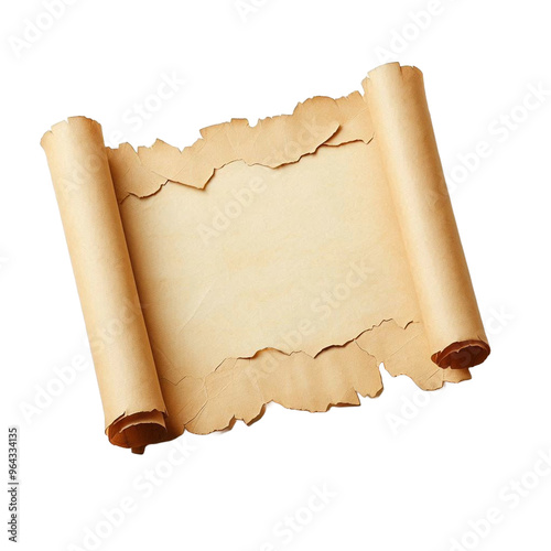 old paper scroll papyrus isolated on transparent background - Generative AI