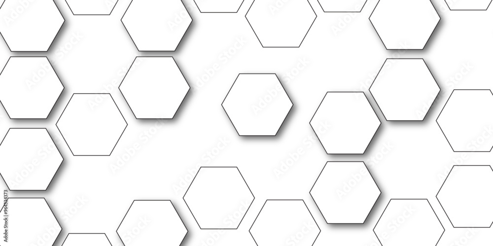 White hexagon 3D background texture. modern abstract polygonal pattern. 3d rendering illustration. Futuristic abstract banner. white and black lines 3d Hexagonal. honeycomb white Background.