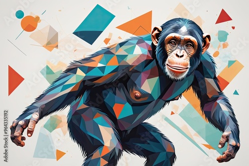 Abstract Chimpanzee Art: Abstract illustration of a chimpanzee photo