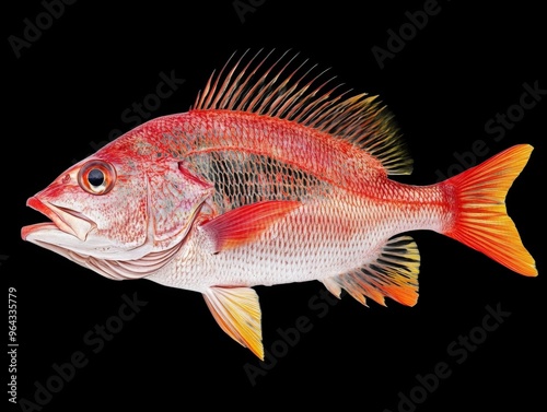 Fish perch sea red fresh on transparent background, isolated, photo