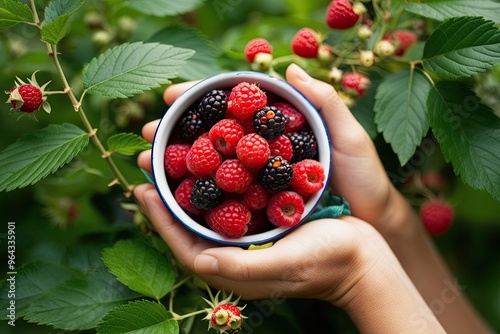 Organic Berry Harvest Directly from the Bush for Fresh Seasonal Flavor