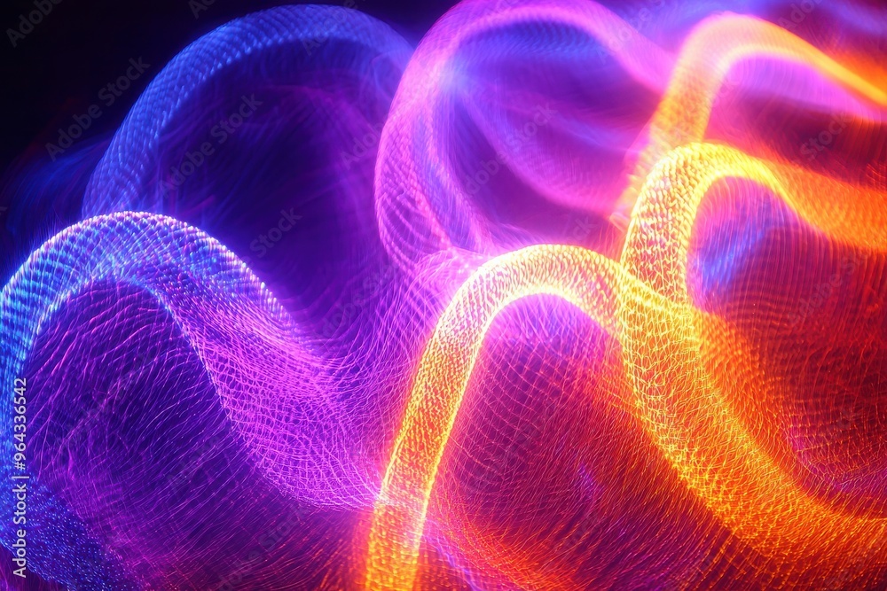 Vibrant abstract background with colorful, swirling, glowing energy waves and particles Vibrant abstract background with colorful, swirling, glowing energy waves and particles
