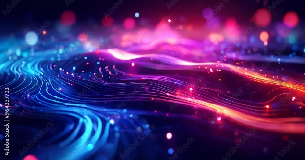 vibrant abstract composition of swirling lines and glowing particles, creating a dynamic and energetic visual effect. vibrant abstract composition of swirling lines and glowing particles, creating a dynamic and energetic visual effect.