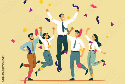 The marketing team celebrates success and is given success awards for achieving company sales targets