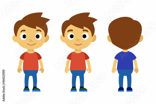 3d three cartoon boys vector art illustration