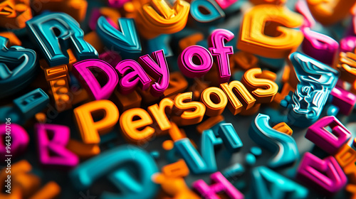 3D text Day of Older Persons honoring seniors with heart