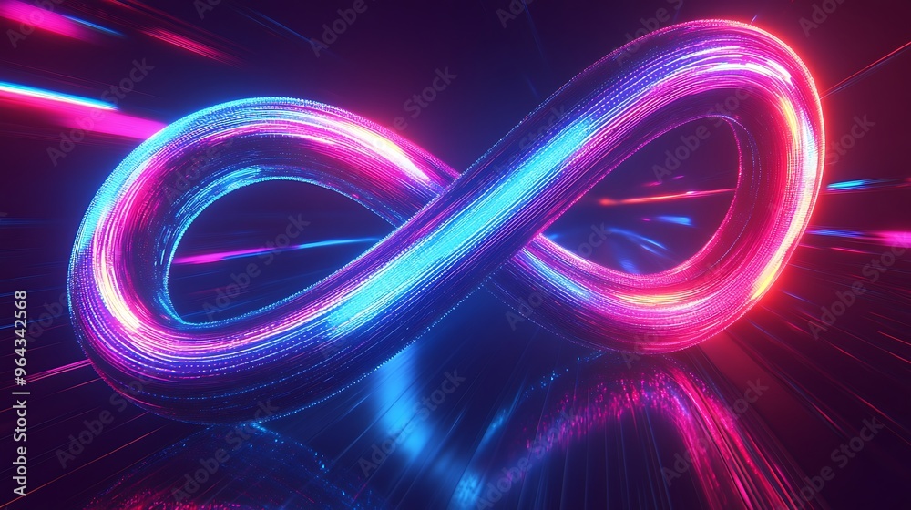 A Glowing Infinity Symbol with Pink and Blue Lights A Glowing Infinity Symbol with Pink and Blue Lights