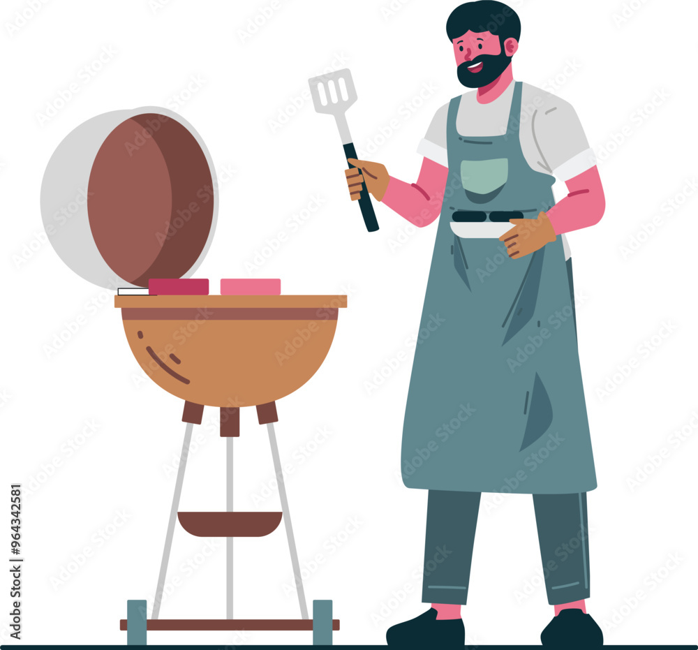 Fototapeta premium People cooking on kitchen. Woman preparing food, home cook service. Happy young chef person, man cutting and eat