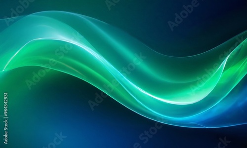 vibrant abstract design with a gradient of blue and green hues, creating a sense of movement and fluidity. The colors are predominantly blue and green, with subtle hints of white