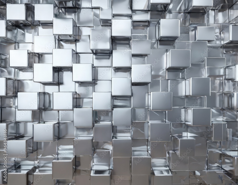 A a metallic surface composed of numerous cubes, creating a visually striking and abstract pattern. A a metallic surface composed of numerous cubes, creating a visually striking and abstract pattern.