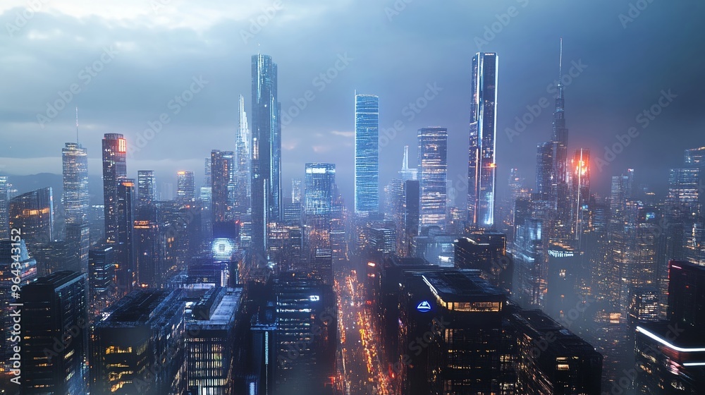 Naklejka premium Smart city AI integration