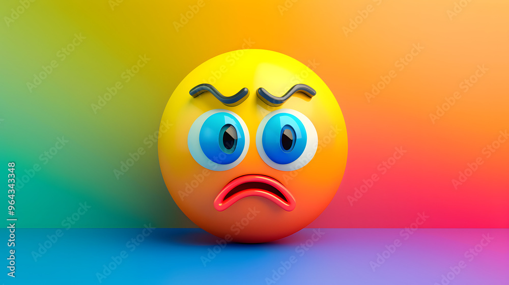Confused eyes and mouth emoji expression on rainbow background Confused eyes and mouth emoji expression on rainbow background