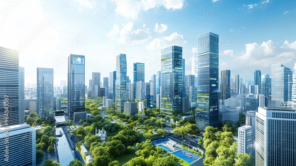Naklejka premium Smart city with integrated technology