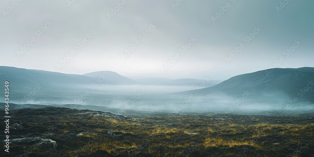 A serene landscape showing misty mountains and a tranquil valley under a cloudy sky, perfect for nature lovers and adventurers. A serene landscape showing misty mountains and a tranquil valley under a cloudy sky, perfect for nature lovers and adventurers.