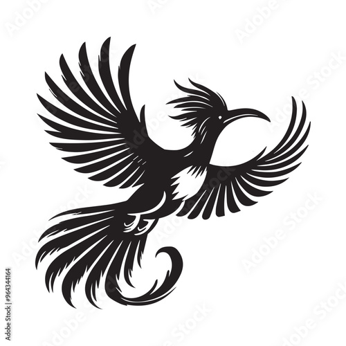 Hoatzin Bird Clipart -  Hoatzin Bird  Vector Illustration in black and white  photo