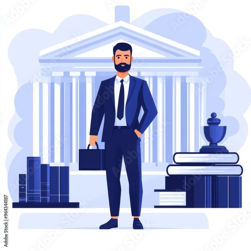 Confident Businessman at Courthouse