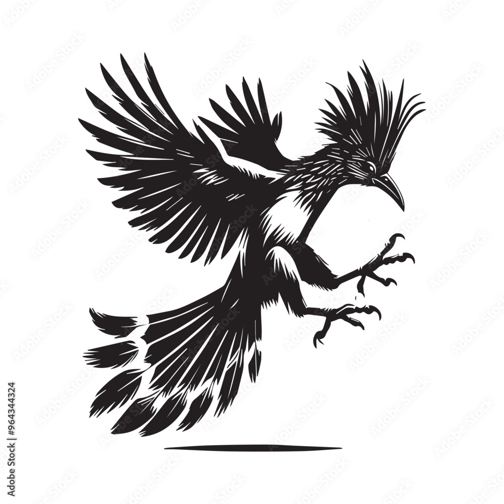 Obraz premium Hoatzin Bird Clipart - Hoatzin Vector Illustration in black and white 