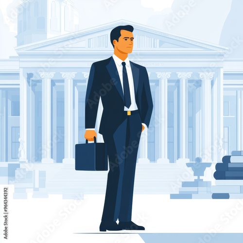 Professional Man in Front of Courthouse Illustration