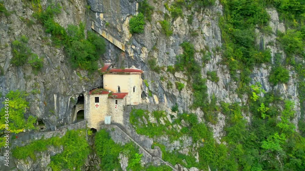San Giovanni d'Antro. Village and castle church perched on the mountain's vertical wall. Ancient settlement. San Giovanni d'Antro. Village and castle church perched on the mountain's vertical wall. Ancient settlement.