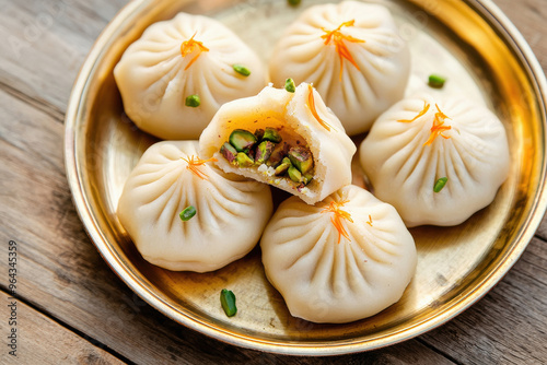 Indian traditional sweet modak in the plate photo