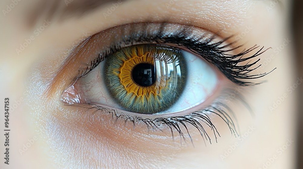 Close-up view of a vibrant green and gold human eye showcasing intricate details and unique patterns Close-up view of a vibrant green and gold human eye showcasing intricate details and unique patterns