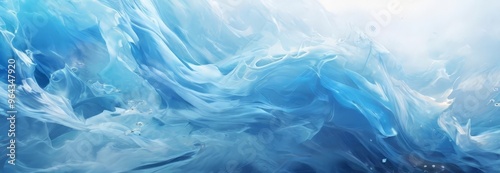 Wallpaper Mural a swirling, ethereal blue wave with small bubbles scattered throughout, creating a sense of movement and fluidity. Torontodigital.ca