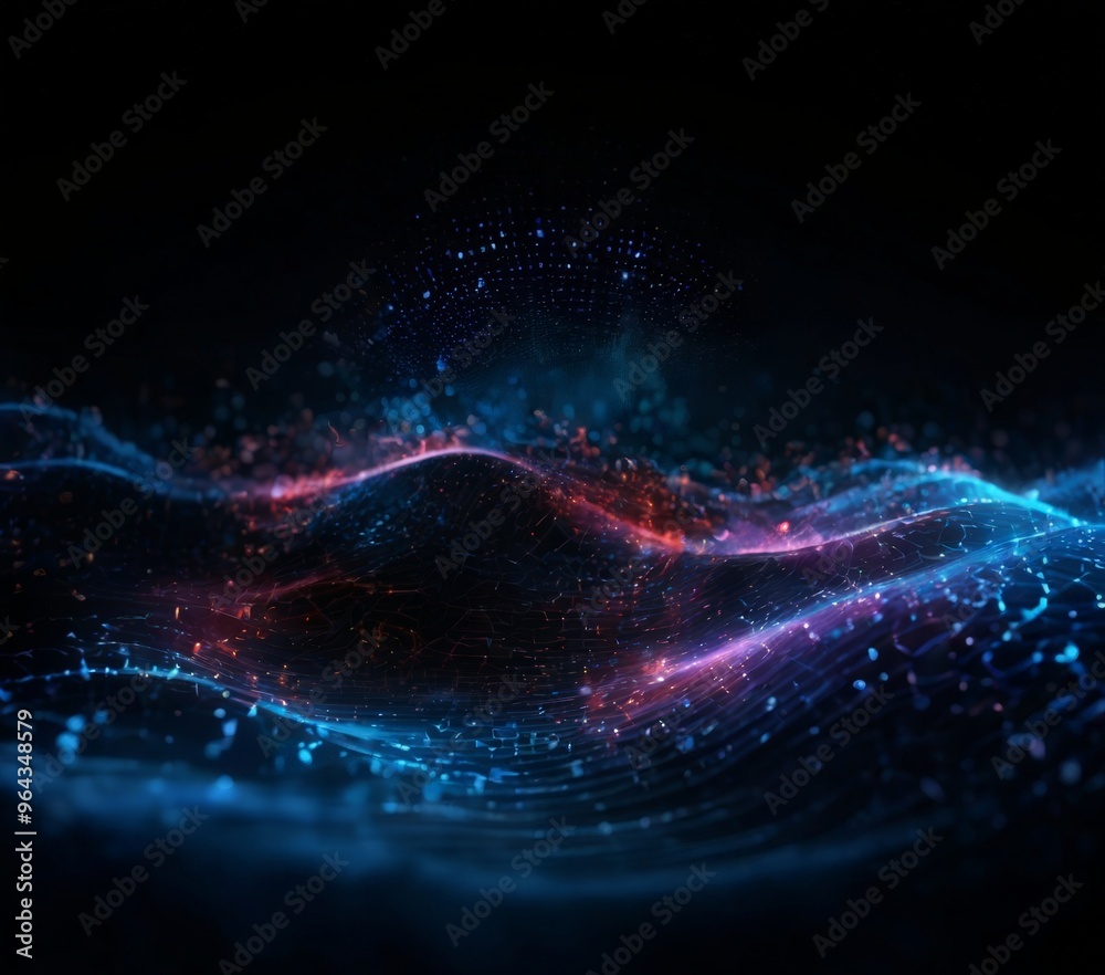 a digital art piece featuring a wave-like pattern with a gradient of blue, red, and orange hues, accompanied by a radiant burst of light at the center. a digital art piece featuring a wave-like pattern with a gradient of blue, red, and orange hues, accompanied by a radiant burst of light at the center.