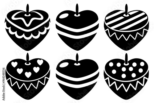 A heart-shaped 6 pcs birthday cakes with different poses decorative frosting